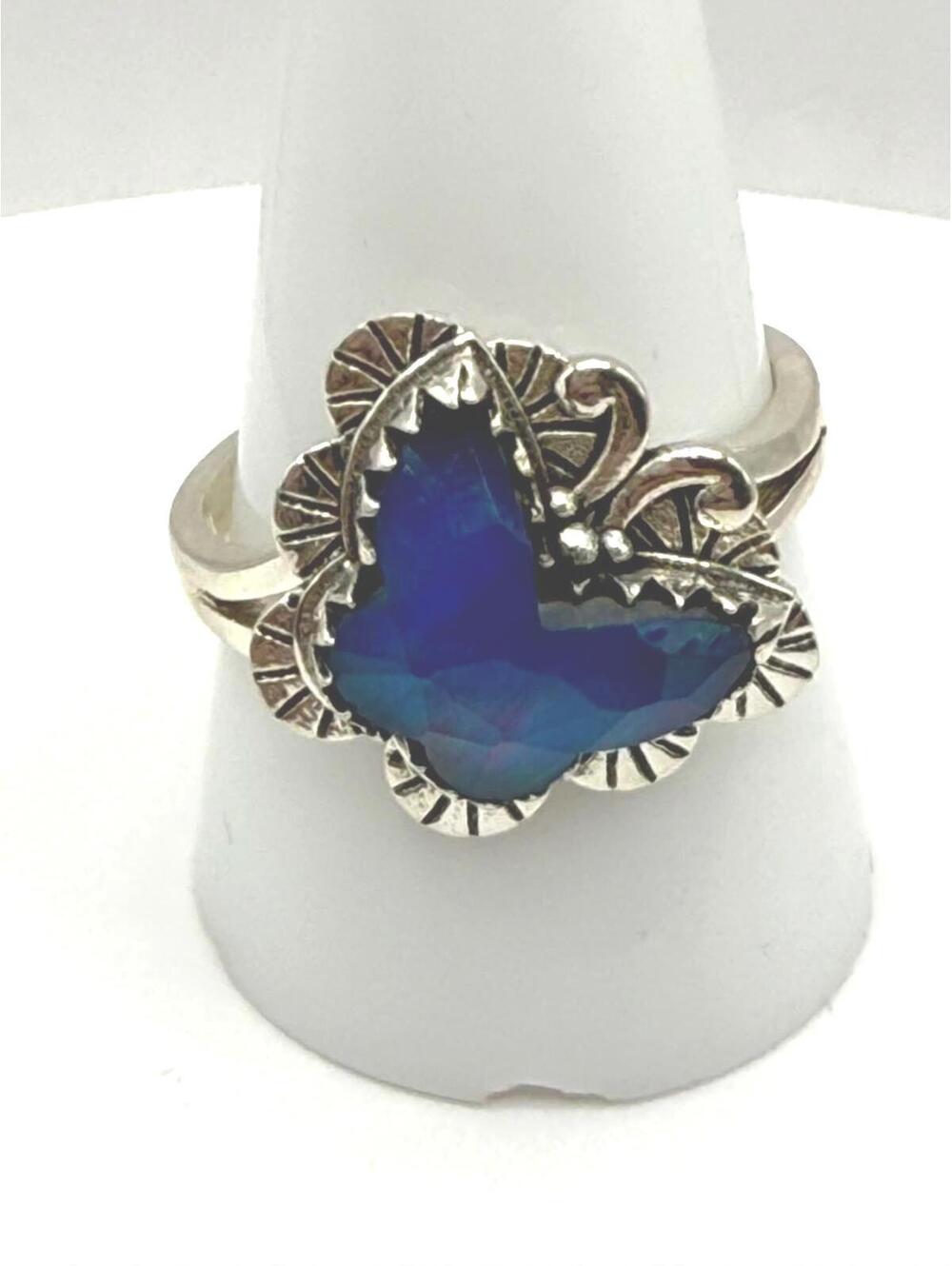 Blue Opal Butterfly Ring Sterling Silver 925 Anthropologie Nordstrom Size 10